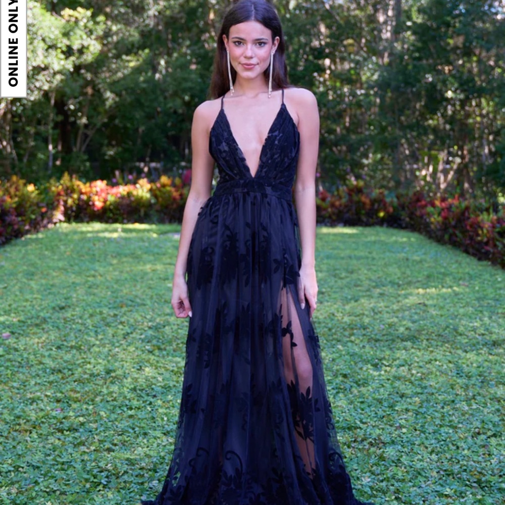 Windsor Morgan formal velvet black floral dress